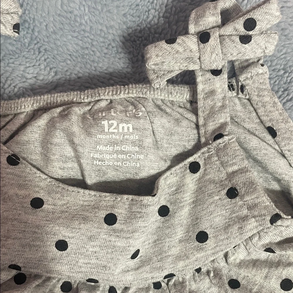Carter's Girls Grey Romper Polka Dots Size 12 Month-NWT